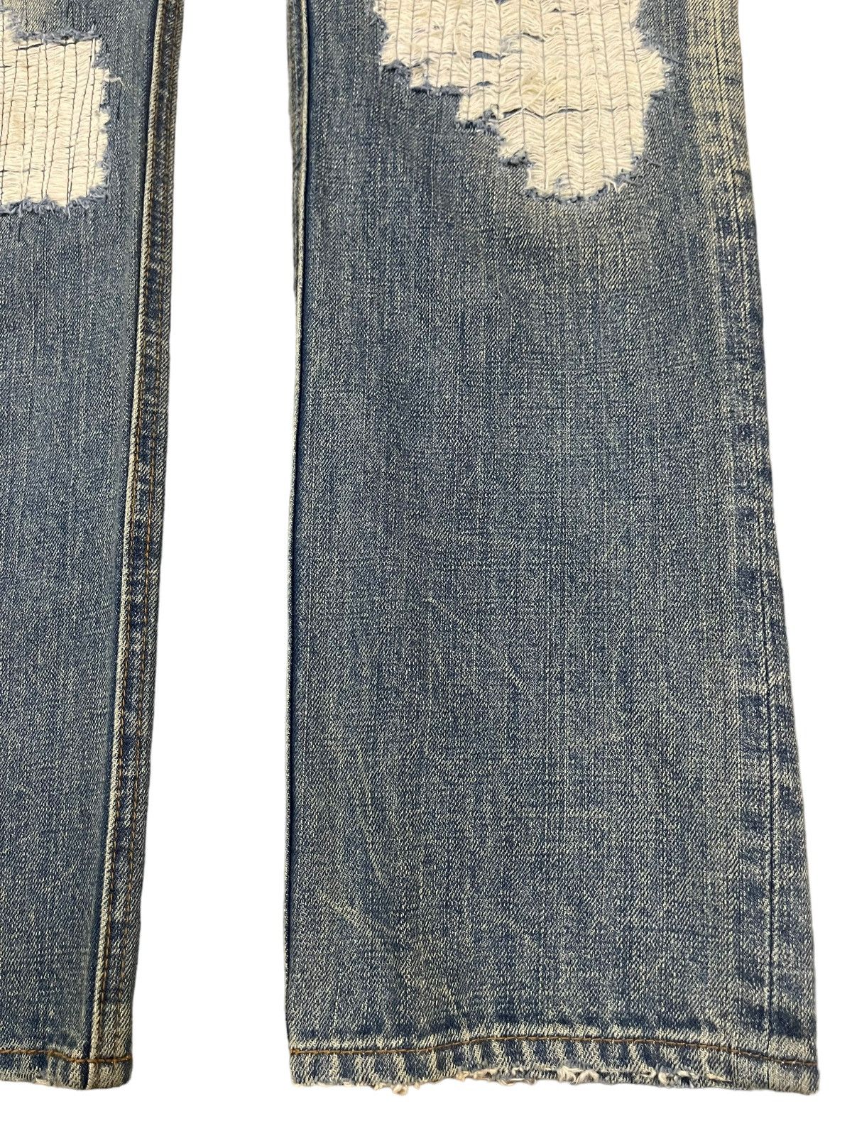 If Six Was Nine Vintage Japan Brand Blue Wash Distress Sashiko Style Jeans Size US 31 - 6 Thumbnail