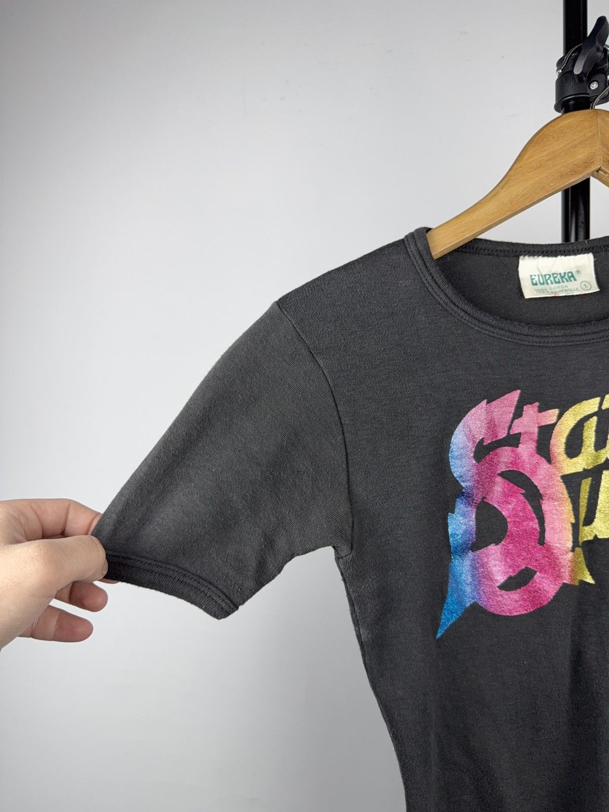 Band Tees 90s Status Quo Rainbow Logo Fitted T-Shirt Single Stitch Size XS / US 0-2 / IT 36-38 - 4 Thumbnail