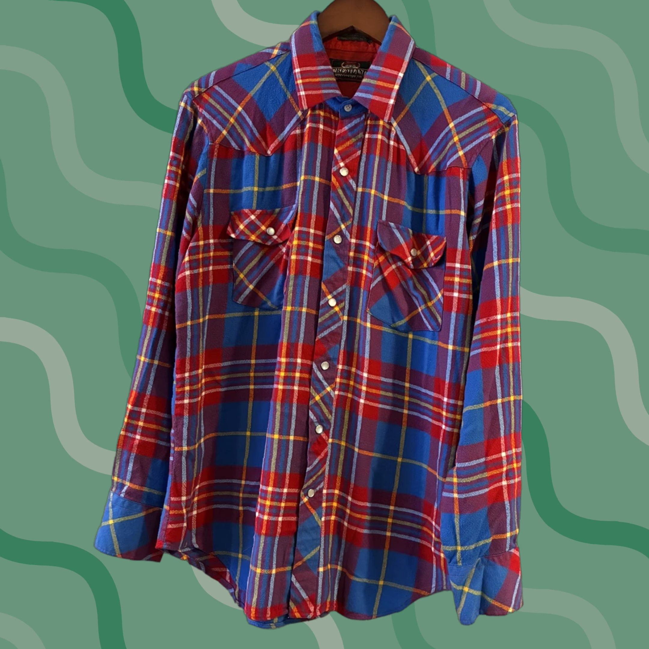 Vintage VINTAGE Greatland Pearl Snap Shirt Mens M Red Plaid Shirt Long Sleeve Button-Up Collared Size US M / EU 48-50 / 2 - 1 Thumbnail