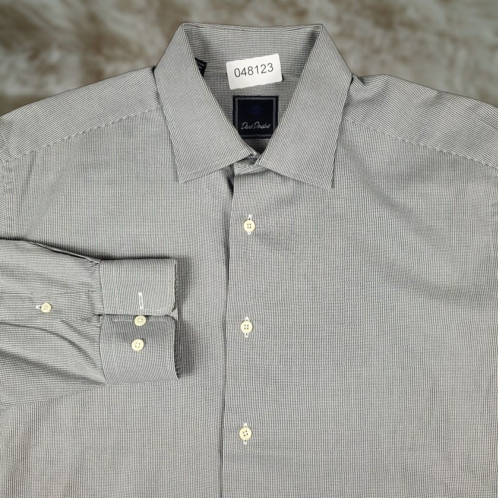 David Donahue David Donahue Gray Dress Shirt Men's Size 16.5 Long Sleeve Button Up Regular Fit Size 42R - 1 Thumbnail