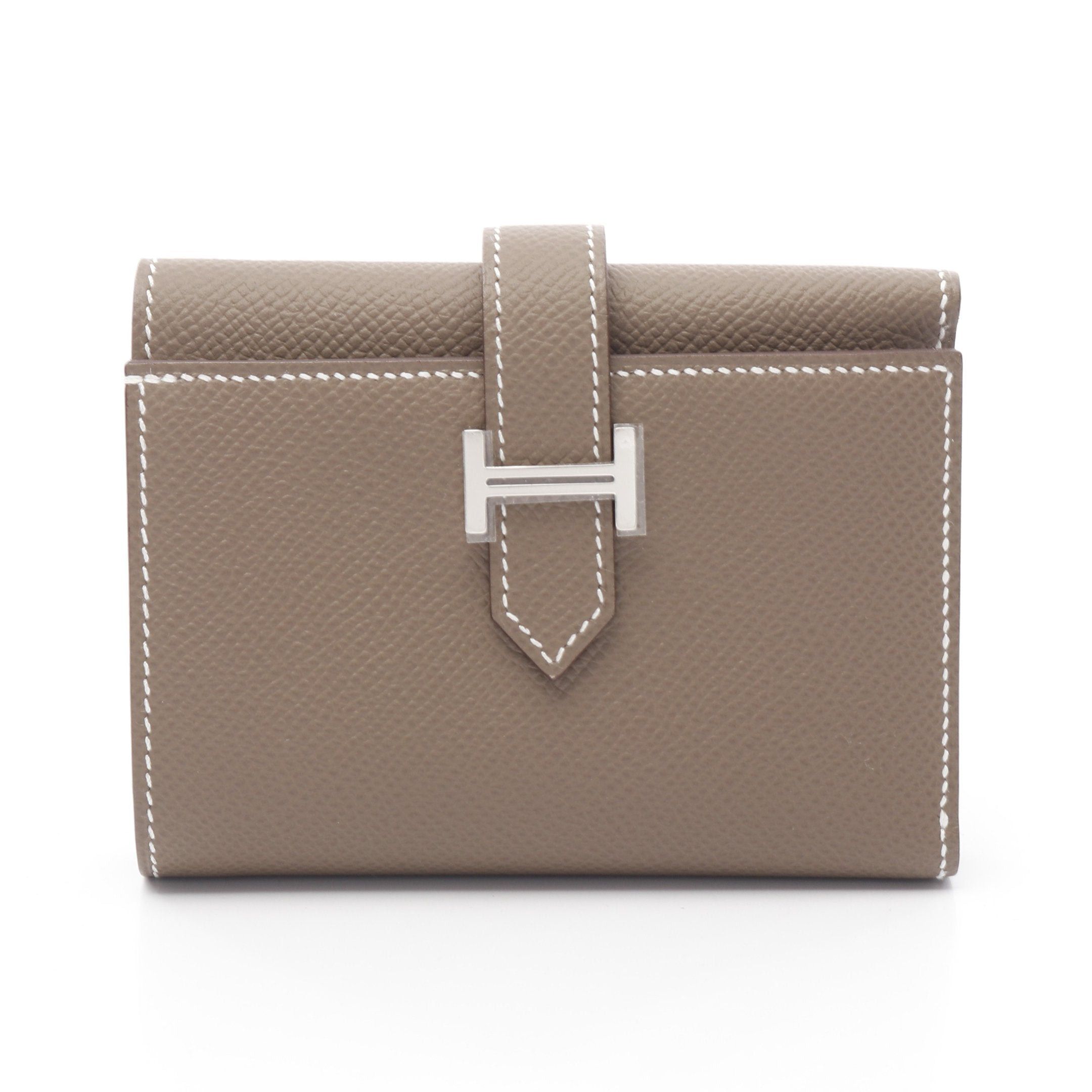 Hermes Hermes Bearn Combination Etoupe Trifold Wallet Veau Epsom Gray Brown Silver Hardware Double Engraved Size ONE SIZE - 1 Thumbnail