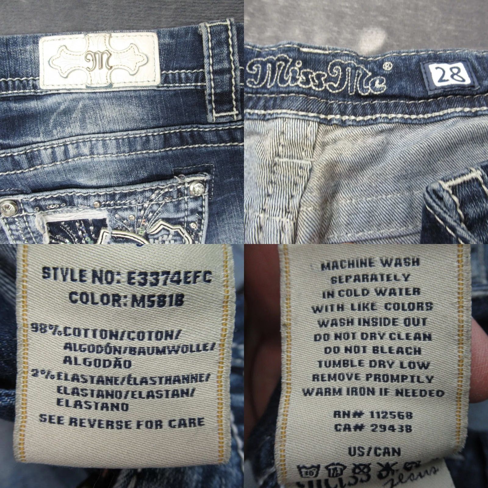 Miss Me Miss Me Jeans Women Cropped 28 Inseam 22 Light Wash Distressed Embroidered Rhinestone Denim 31x22 Zip Button Jeans Womens Size 28" / US 6 / IT 42 - 8 Thumbnail