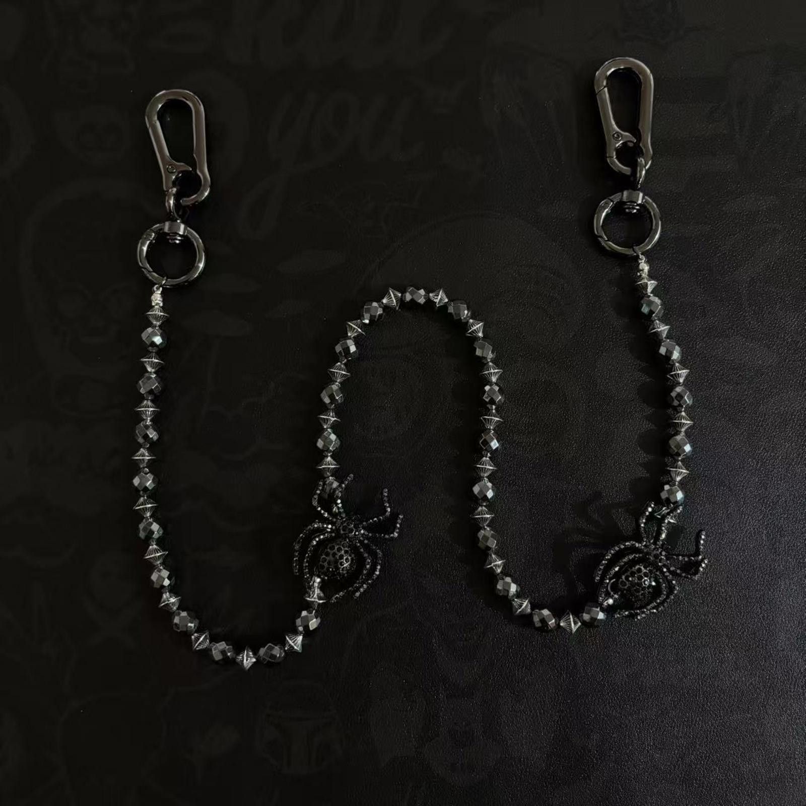 Jewelry Black Beaded Spider Chain Men's Accessory, Gothic Style Size ONE SIZE - 3 Thumbnail