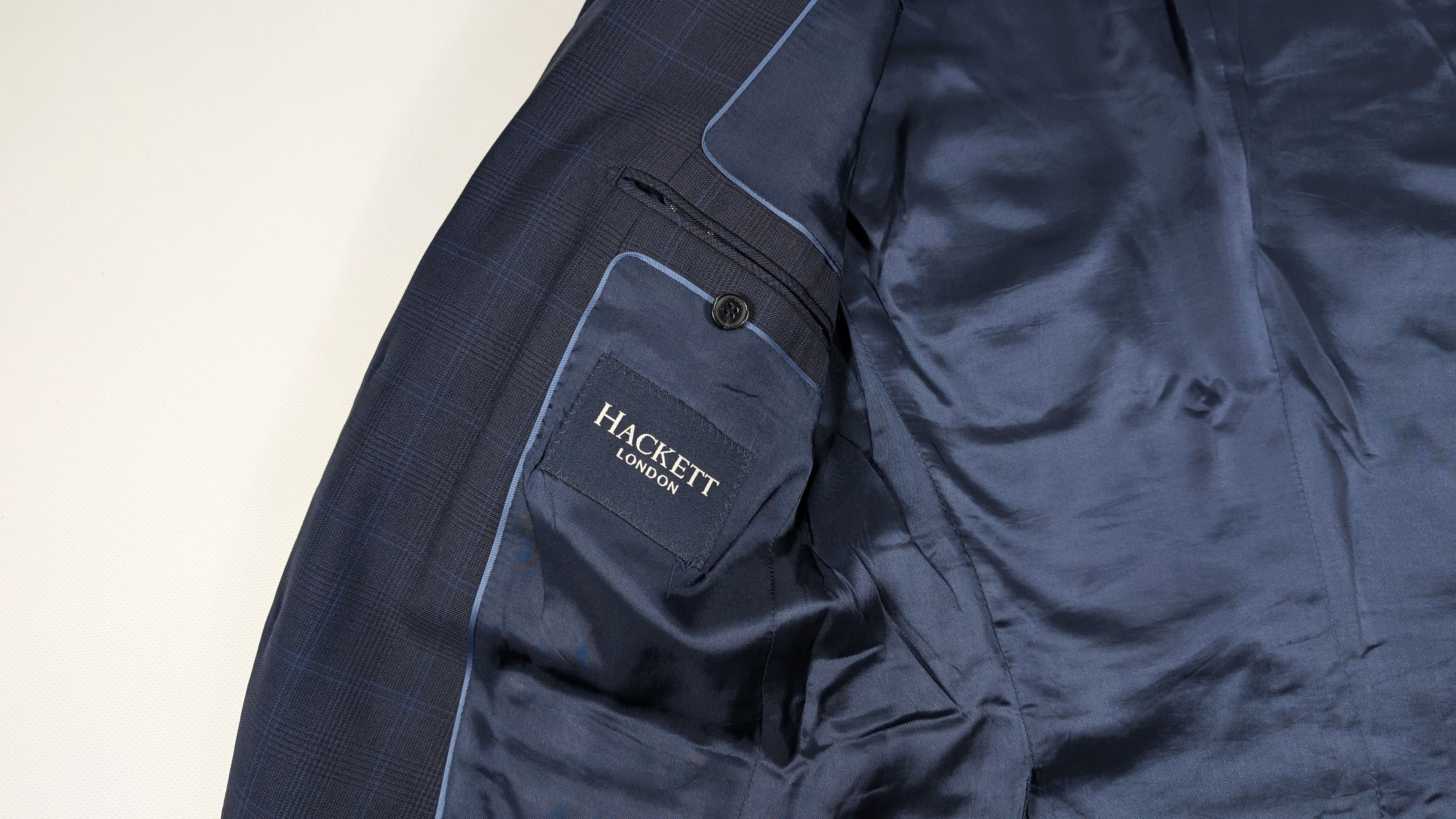 Hackett Hackett Tonal Pow Check Navy Blue Wool Suit Jacket Blazer Size 36R - 6 Thumbnail