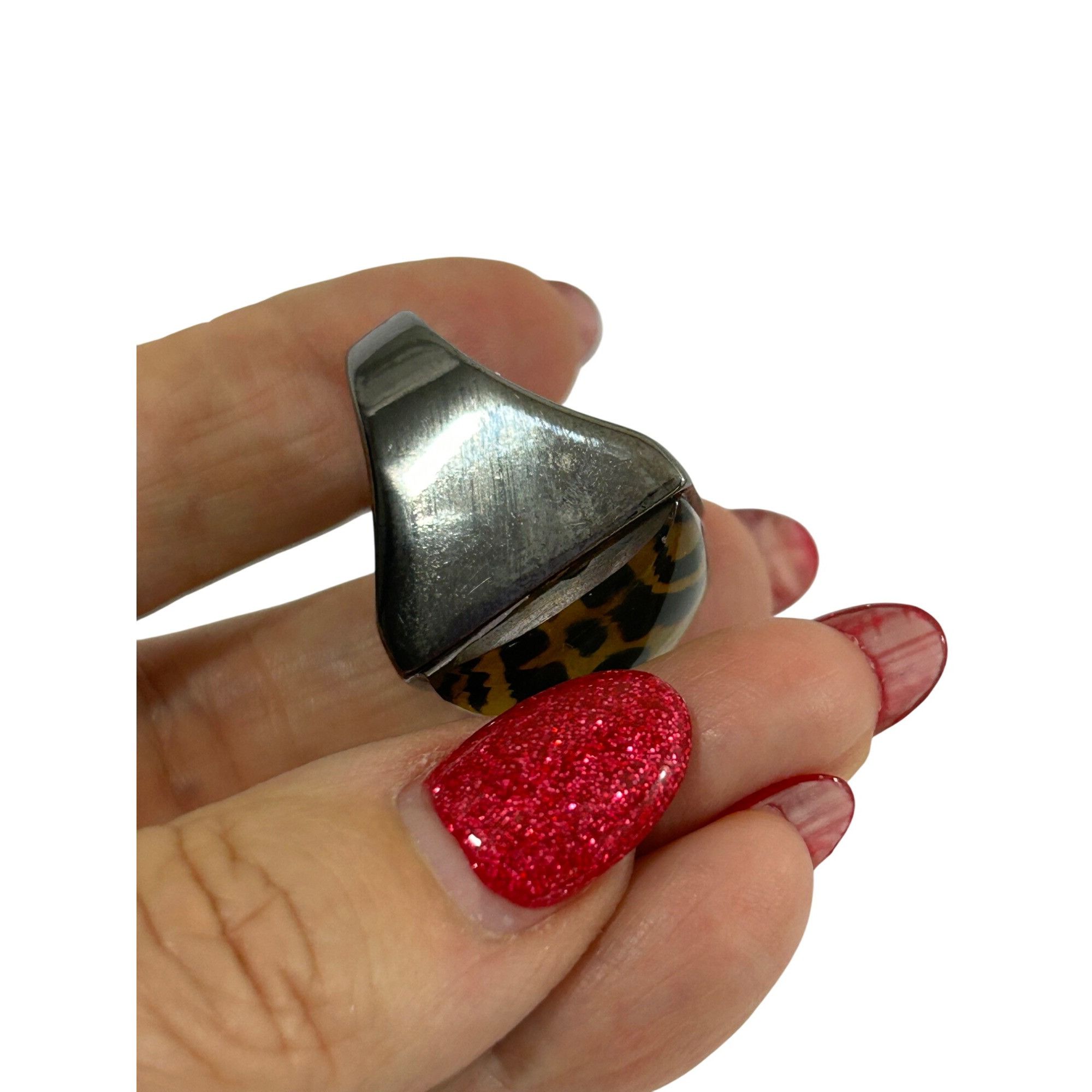 Other Women’s Vintage Fashion Ring Yellow Cheetah 5 Square Lucite Size ONE SIZE - 15 Thumbnail