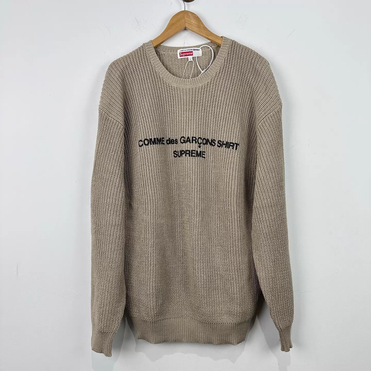 Comme des Garcons Beige Waffle Knit Long Sleeve Sweater Size US L / EU 52-54 / 3 - 1 Thumbnail