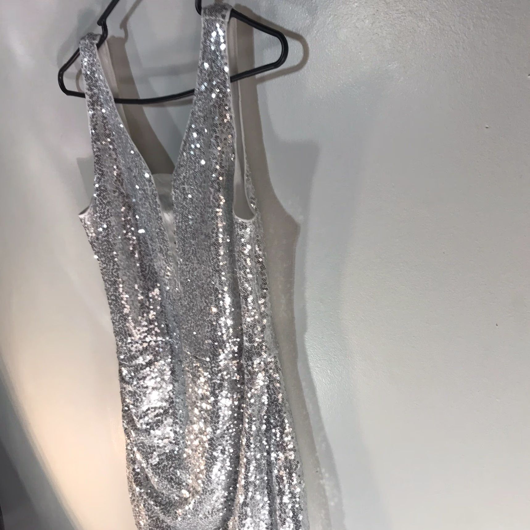Vintage Grace Karin Silver Sequin Covered Low Cut Formal Dress Womens Size M Size M / US 6-8 / IT 42-44 - 6 Thumbnail