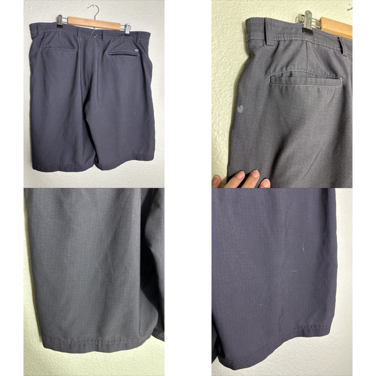 Vintage Bollé Tech Gray Flat Front Performance Shorts Men 40x10 Black/Gray Polyester Spandex Casual Golf Outdoor 10in Inseam Mens Size US 40 / EU 56 - 8 Thumbnail
