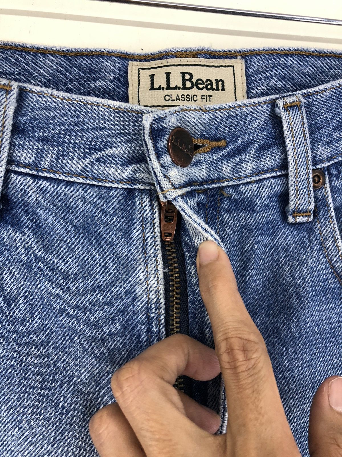 L.L. Bean Vintage L.L. Bean Lined Distressed Faded Blue Jeans Size US 31 - 5 Thumbnail