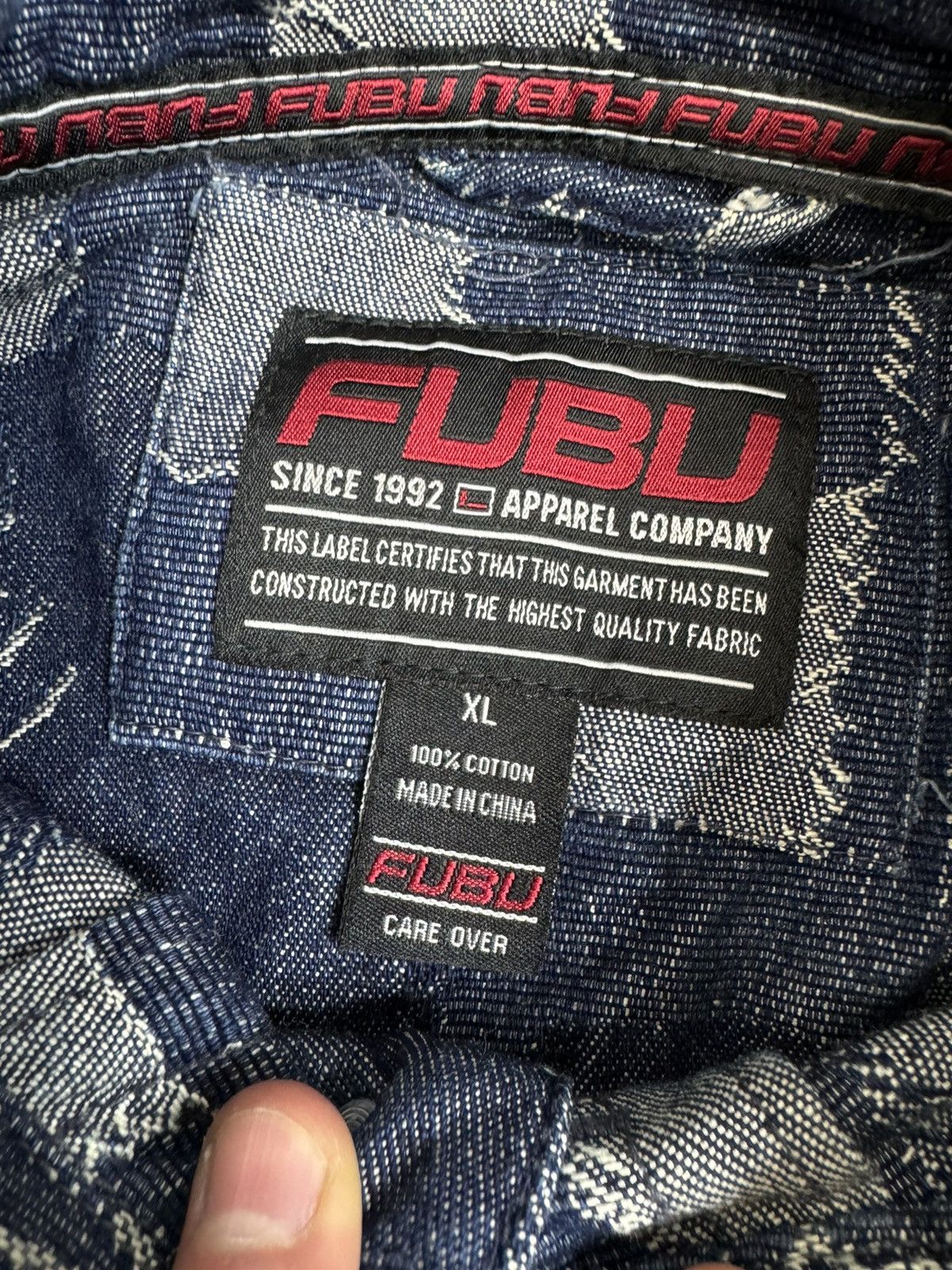 Fubu 🔥Rare🔥 90's Fubu patchwork Denim Jacket Size US XL / EU 56 / 4 - 9 Thumbnail