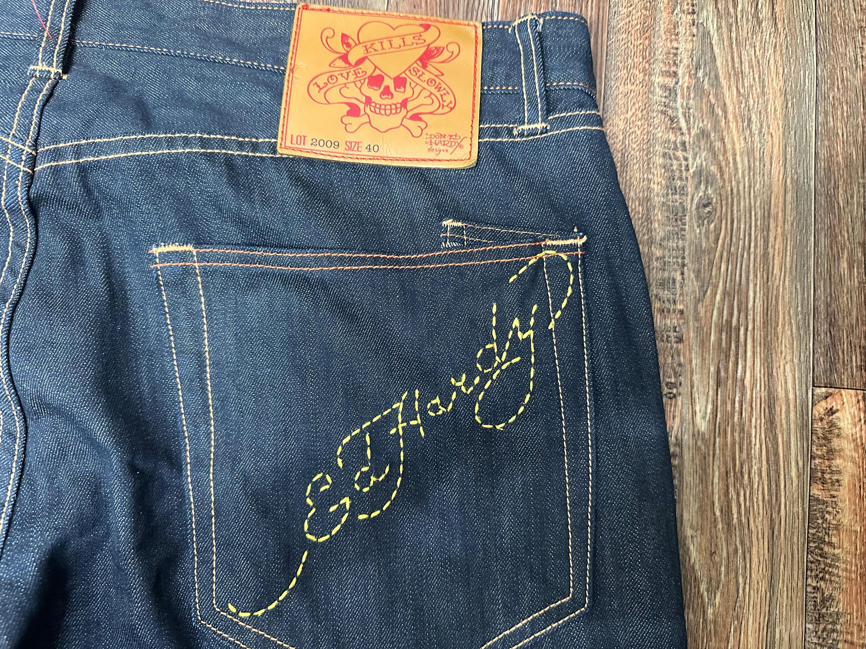 Christian Audigier × Ed Hardy × Vintage ED HARDY JEAN'S GORGEOUS DRAGON LADY ON THE BACK OF 40×34 Size US 40 / EU 56 - 6 Thumbnail