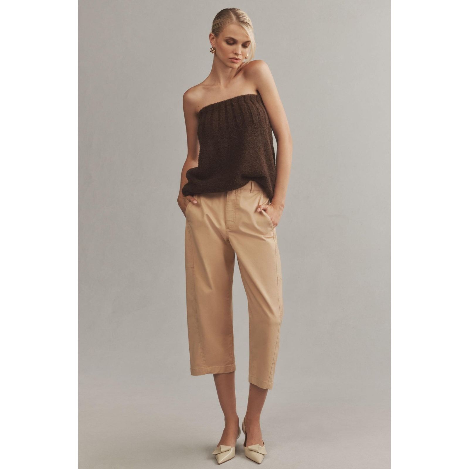 Anthropologie NWT Anthropologie Maeve Curved Cropped Chino Pants $148 14 Size 36" / US 14 / IT 50 - 1 Thumbnail
