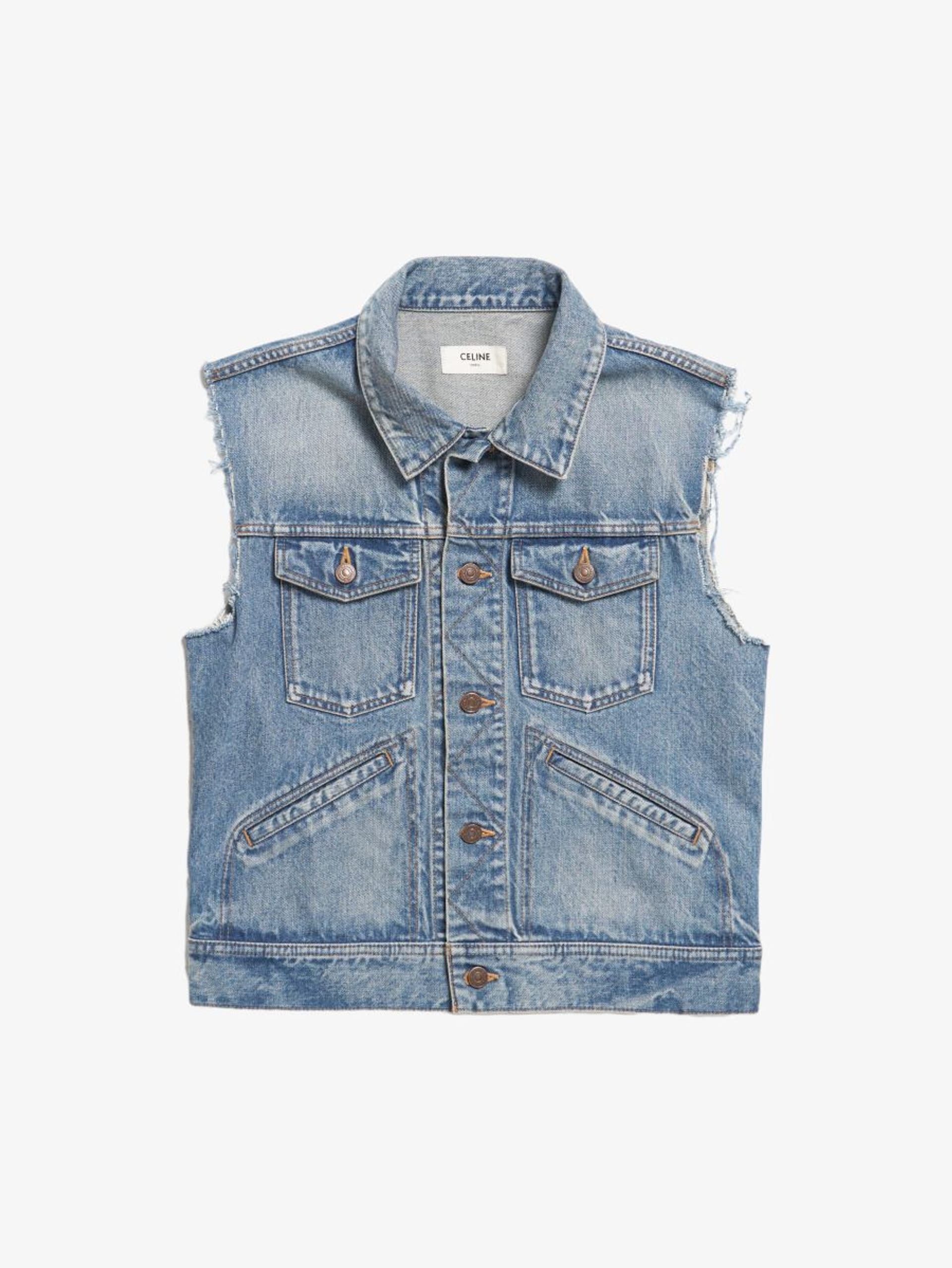 Celine Blue Denim Back Embroidered Vest Size US M / EU 48-50 / 2 - 1 Thumbnail