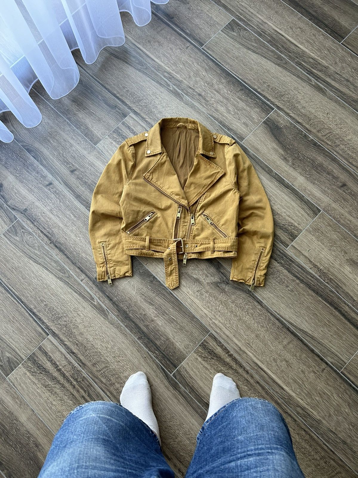Allsaints Allsaints women’s biker gold denim jacket luxury Size M / US 6-8 / IT 42-44 - 1 Thumbnail