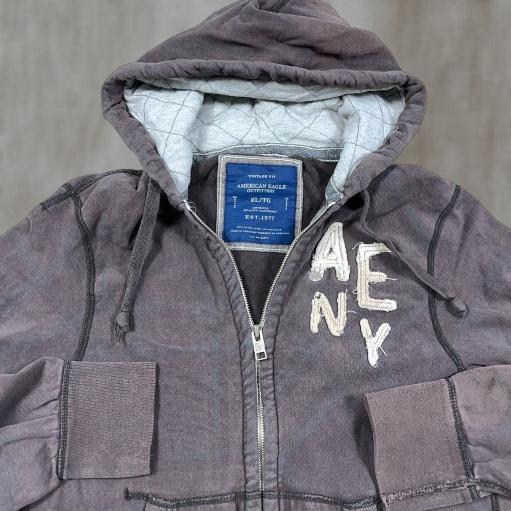 American Eagle Outfitters VINTAGE American Eagle Outfitters Hoodie Women XL Brown Full Zip Jacket Sun Faded Worn Size XL / US 12-14 / IT 48-50 - 1 Thumbnail