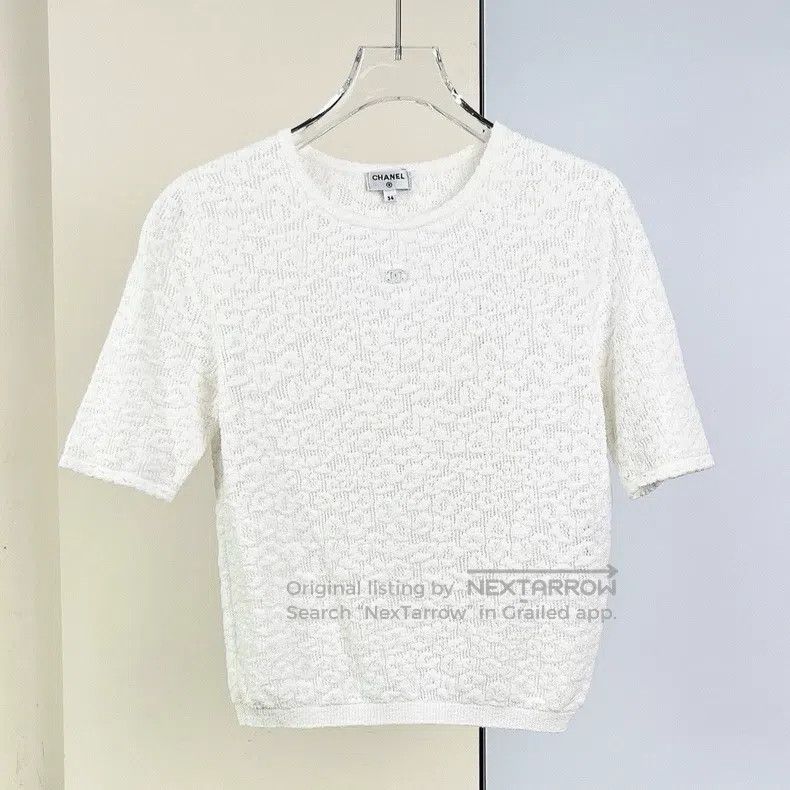 Chanel Chanel 22P white flower relief towel fleece knitted short Size XXS / US 00 / IT 34 - 1 Thumbnail