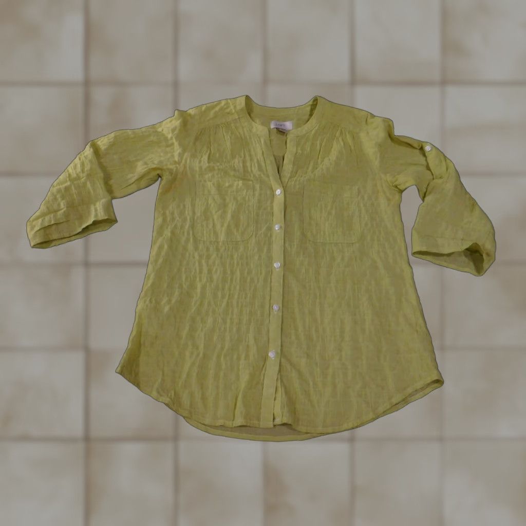 Loft LOFT Shirt Womens XS Yellow Button Front 3/4 Sleeve Lightweight Blouse Size XS / US 0-2 / IT 36-38 - 1 Thumbnail
