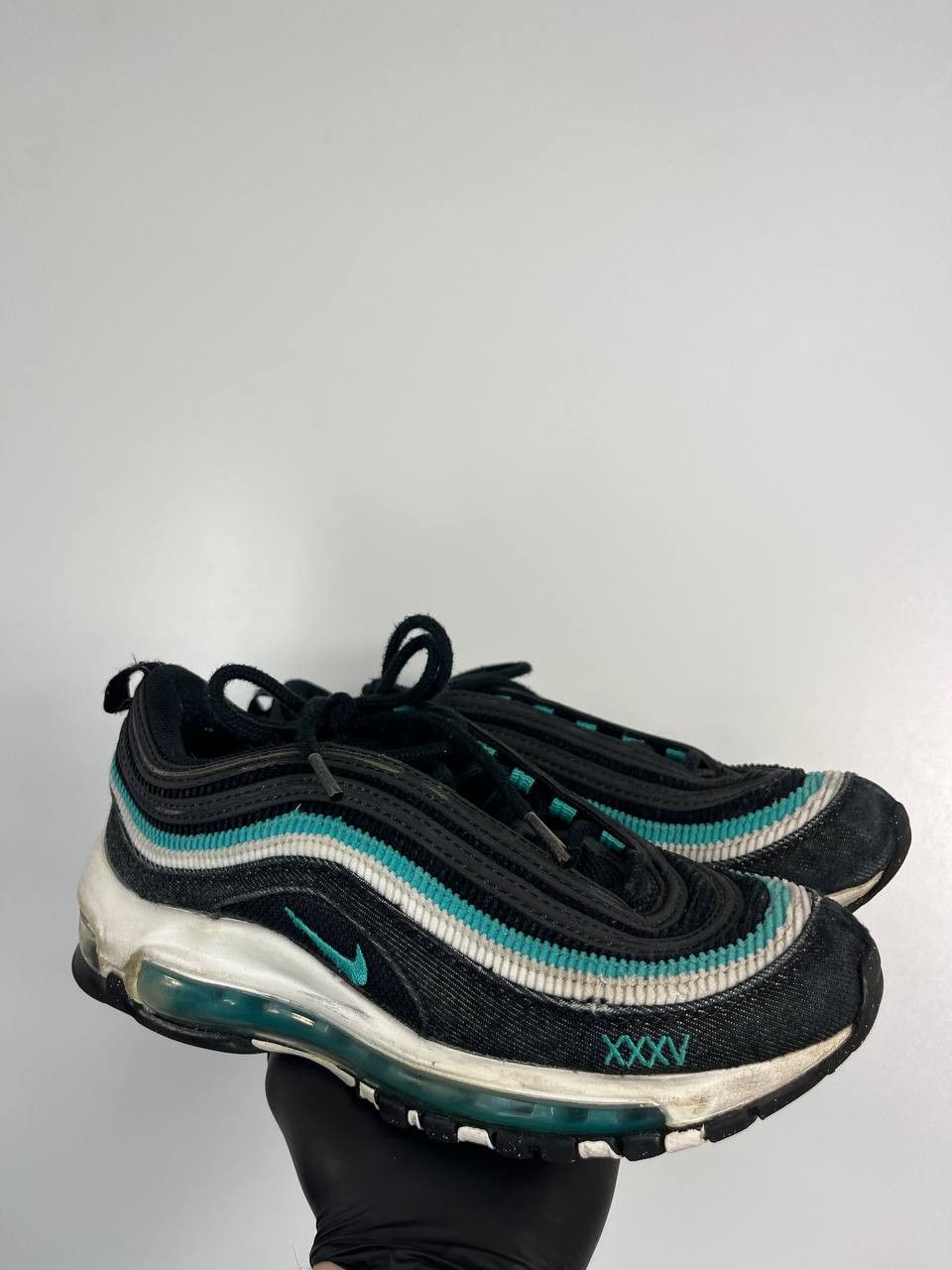 Nike Nike Air Max 97 Black Teal Running Shoes DN3275-001 Eur 36.5 Size US 5 / EU 37 - 1 Thumbnail