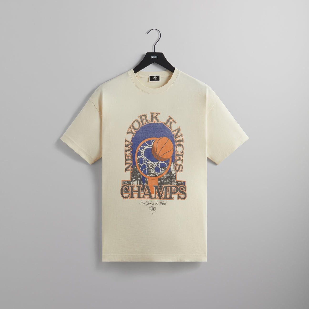 image of Kith New York Knicks Champions Vintage Tee In Sandrift in Cream, Men's (Size 2XL)