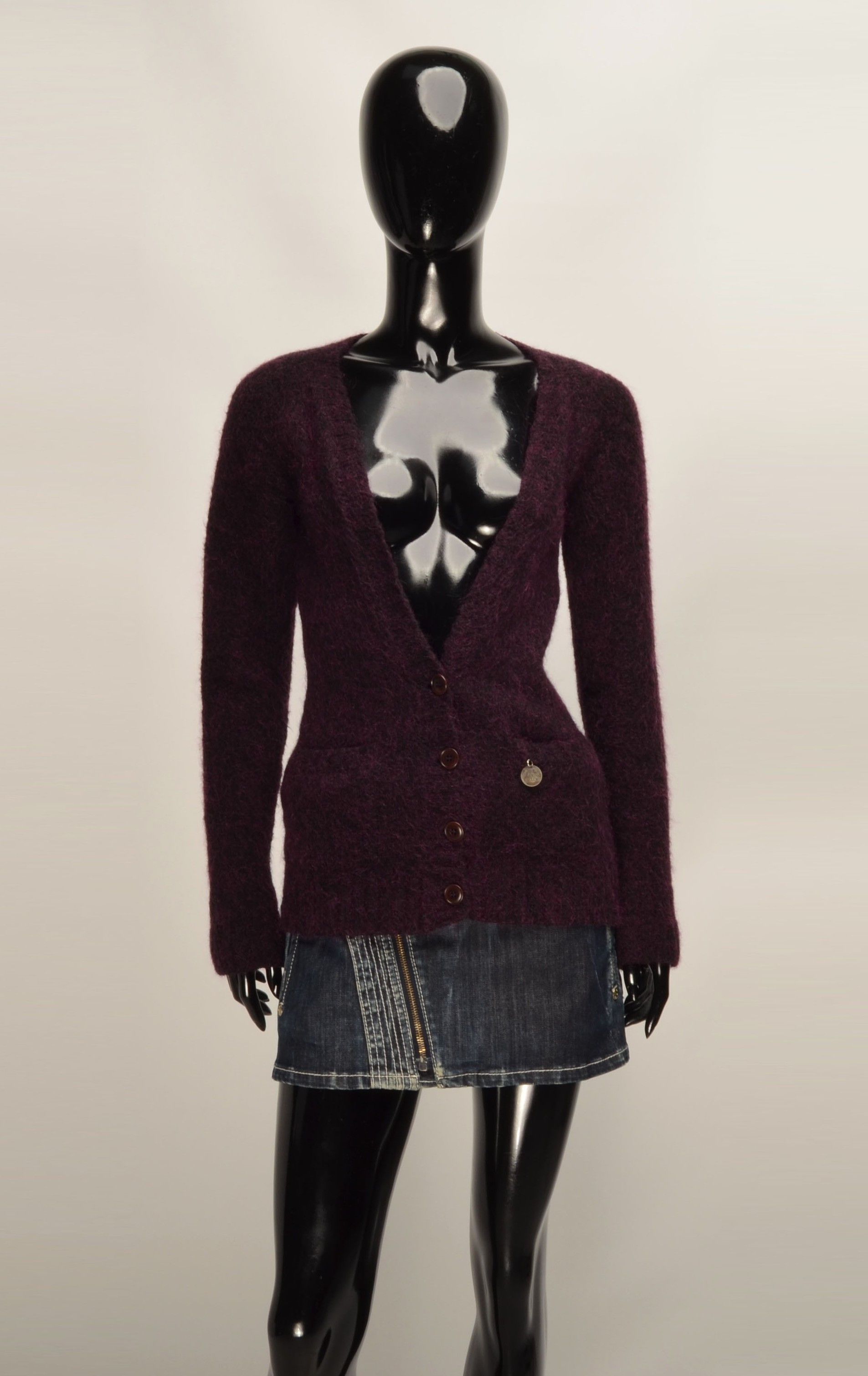 See by Chloe See by Chloe V-Neck Wool Mohair Blend Long Sleeve Cradigan Size S / US 4 / IT 40 - 1 Thumbnail