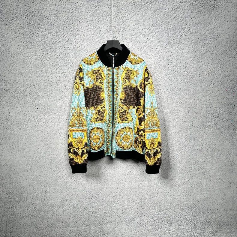 Versace Baroque quilted floral casual jacket coat