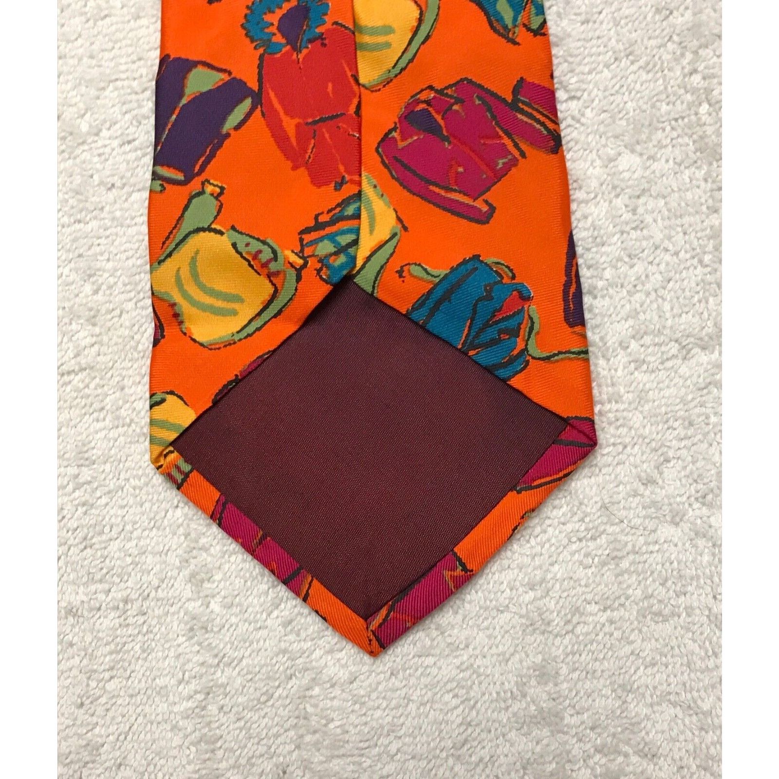 Gap Gap Orange Novelty 100% Silk Tie Necktie Jackets Outerwear Size ONE SIZE - 5 Thumbnail