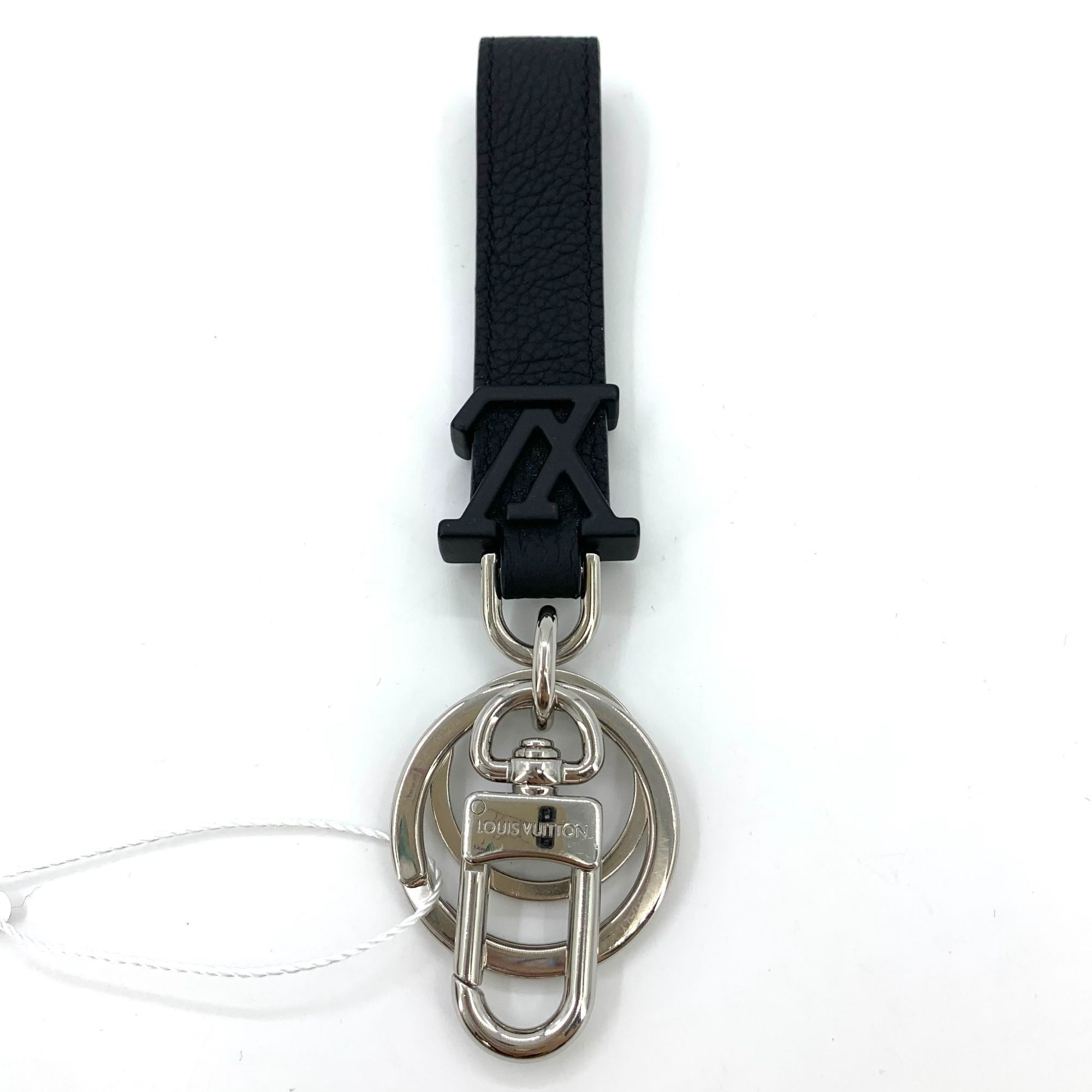 Louis Vuitton X9199 Louis Vuitton Black Leather Keychain With Silver-Tone Size ONE SIZE - 1 Thumbnail