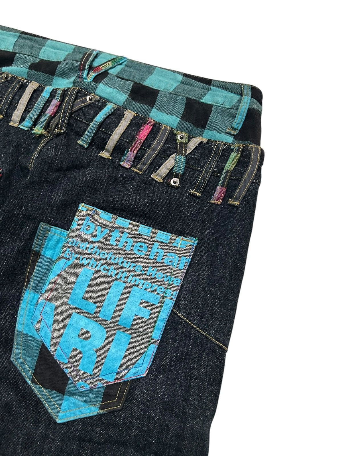 Kapital Japanese Punk Bondage Style Double Waist Rare Denim Jeans Size US 31 - 4 Thumbnail