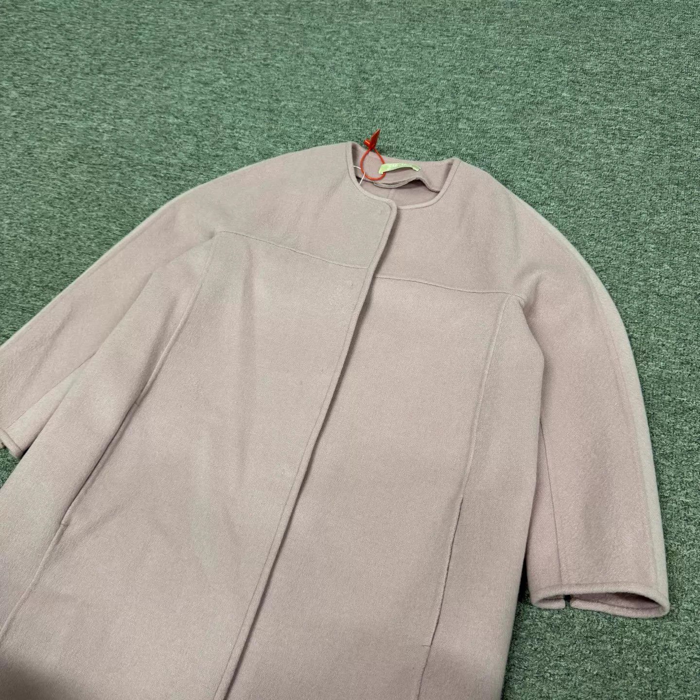 Max Mara Max Mara Pink Collarless Mid-Length Wool Coat 99 New Size S / US 4 / IT 40 - 4 Thumbnail