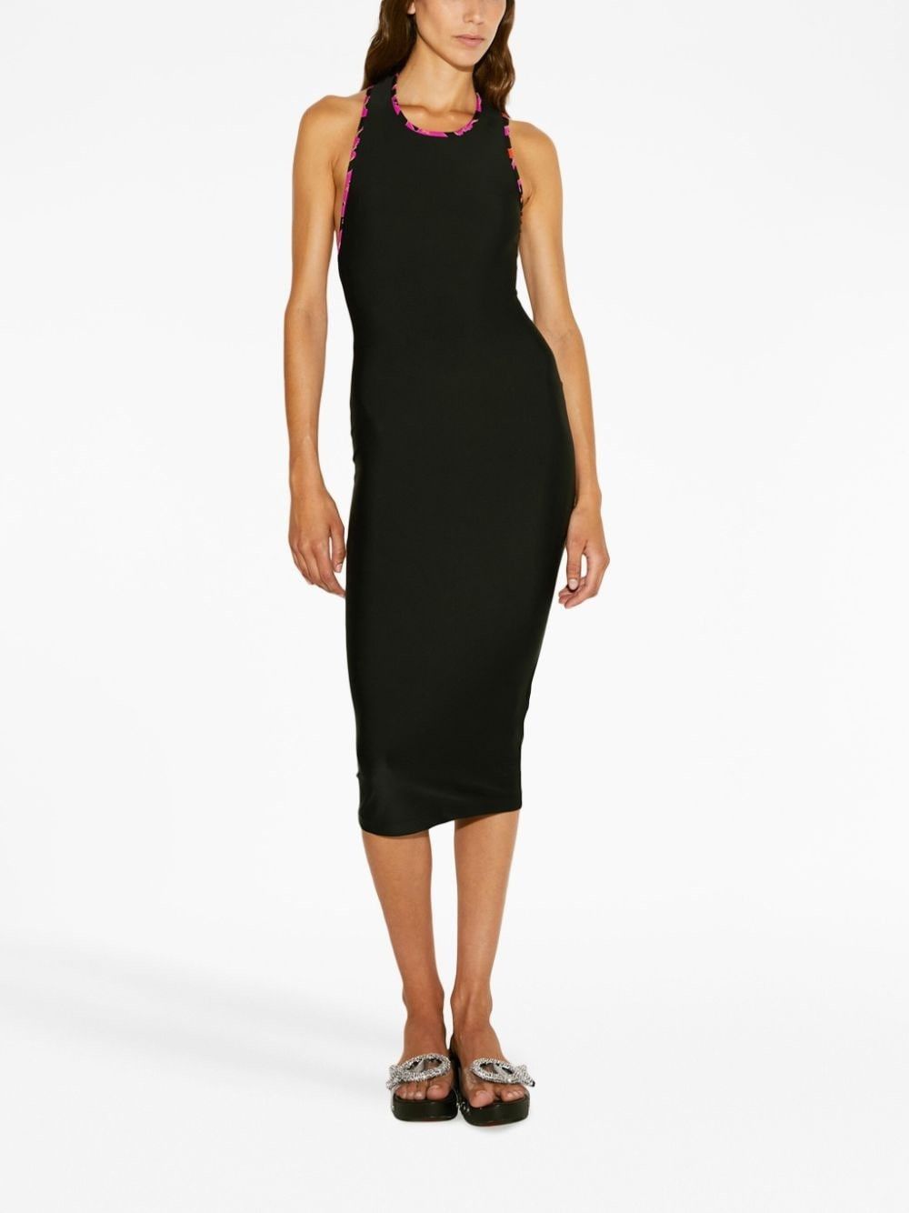 Emilio Pucci o1mle1224 Contrast Trim Sleeveless Midi Dress in Black Size XL / US 12-14 / IT 48-50 - 2 Thumbnail