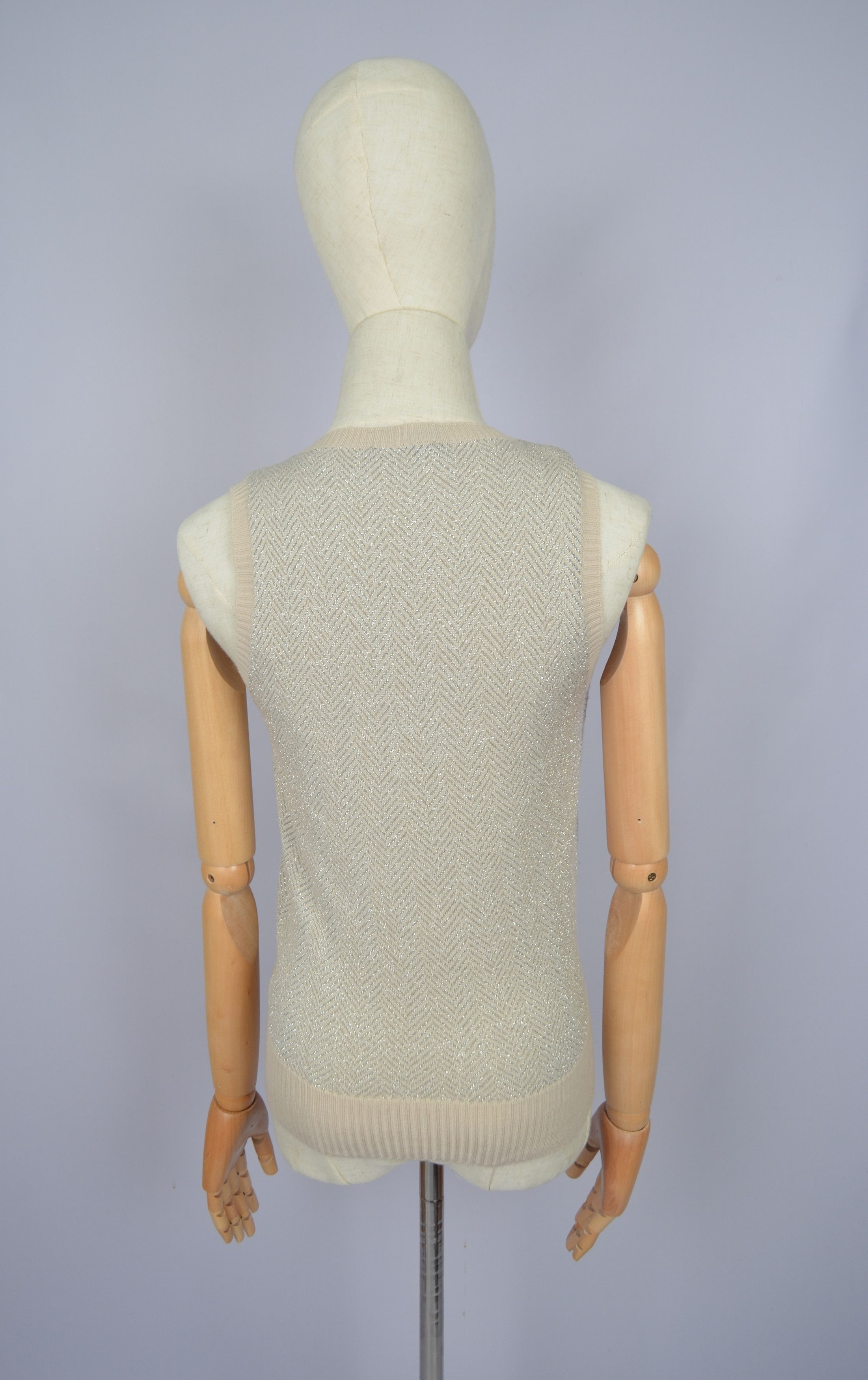 Gucci × Vintage GUCCI Beige & Silver Wool Vest Tank Top Sleeveless RARE Size S / US 4 / IT 40 - 6 Thumbnail
