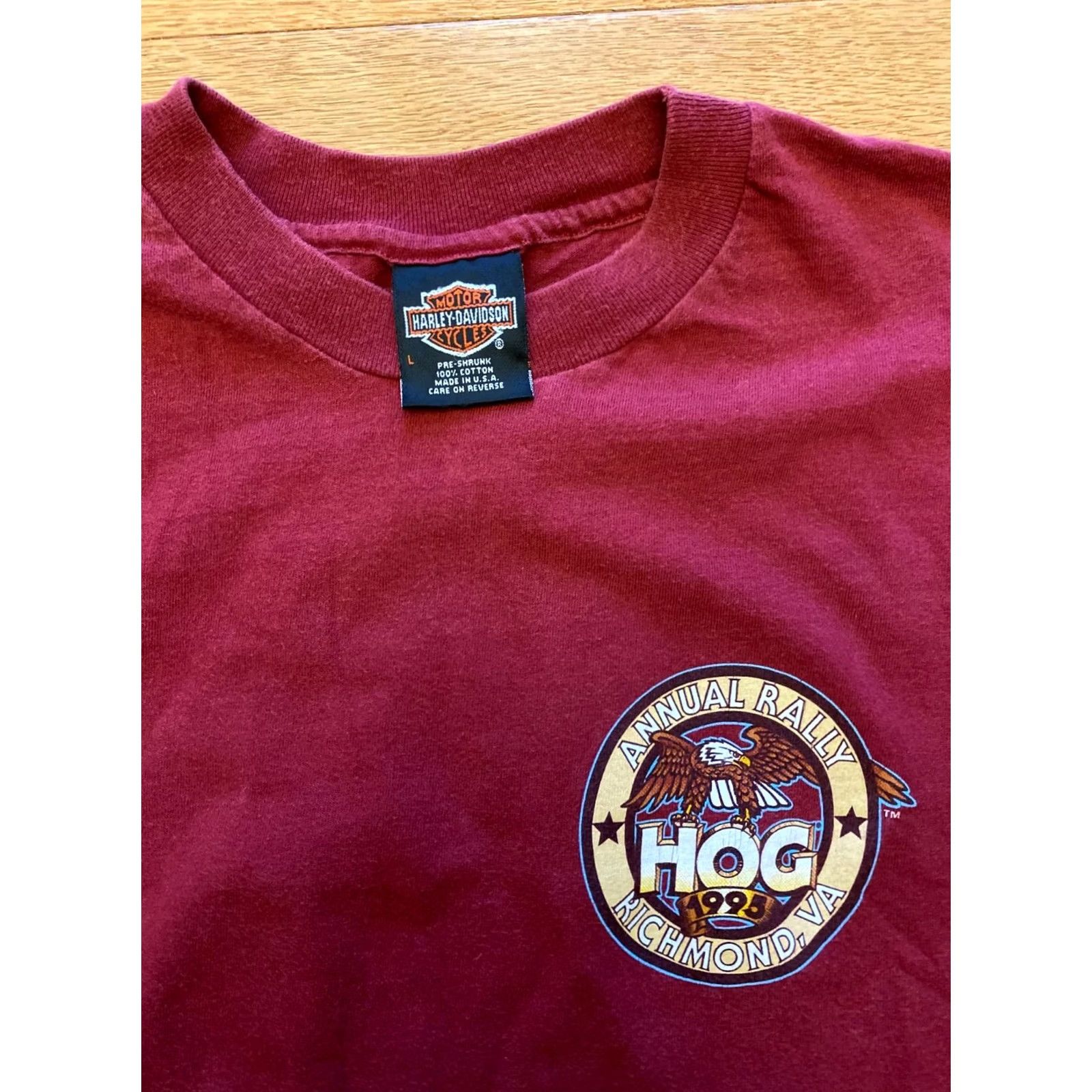 Harley Davidson VINTAGE Harley-Davidson T-Shirt Men L Red 1990s USA Made Double-Sided Crew Neck Short Sleeve Logo Size US L / EU 52-54 / 3 - 3 Thumbnail