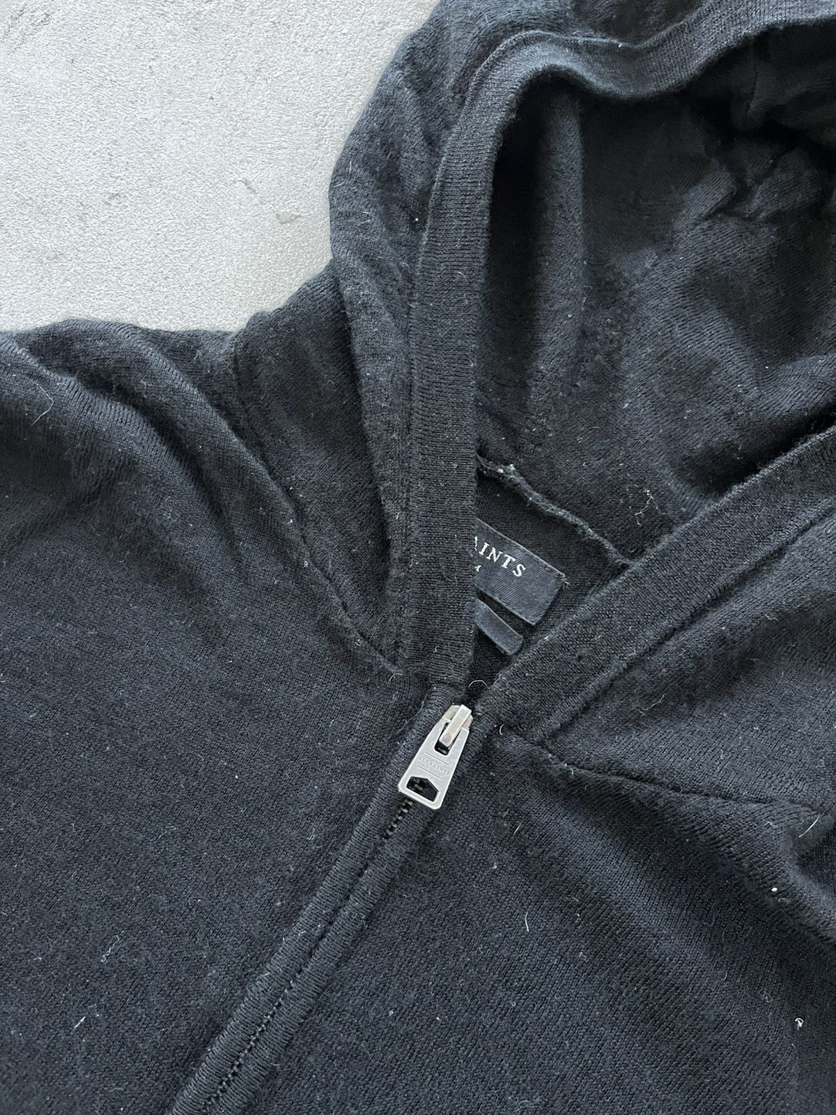 Allsaints Vintage Allsaints Black Merino Wool Zip Hoodie Punk Opium Size US M / EU 48-50 / 2 - 7 Thumbnail