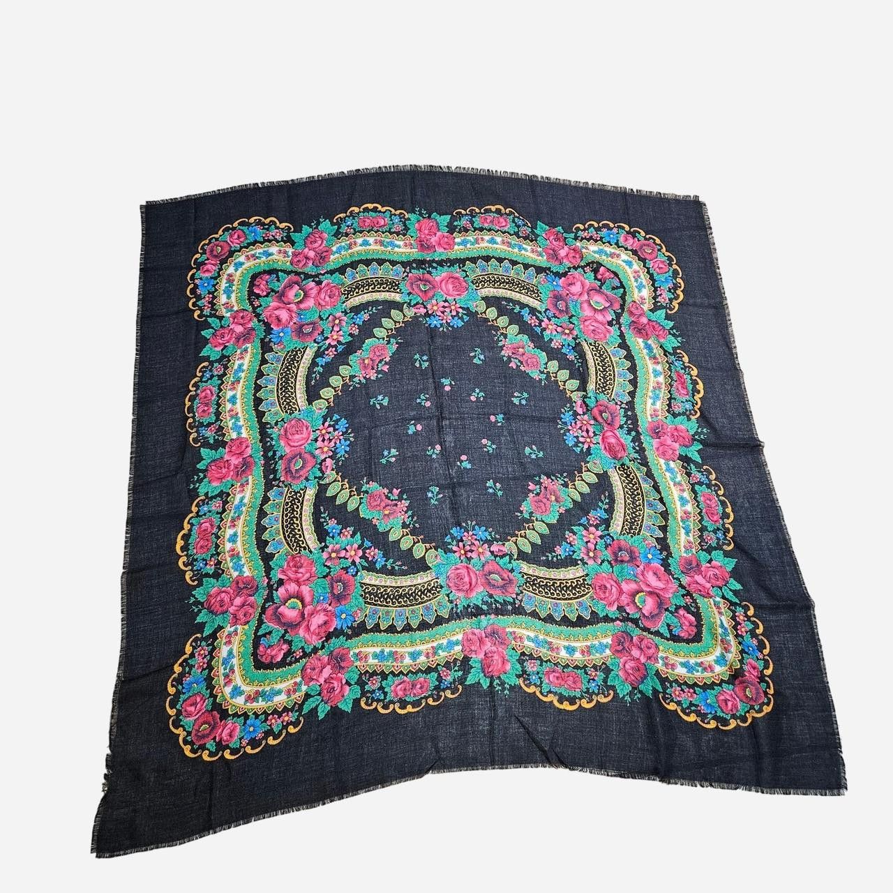Vintage vintage boho whimsigoth folk floral babushka scarf Size ONE SIZE - 2 Thumbnail