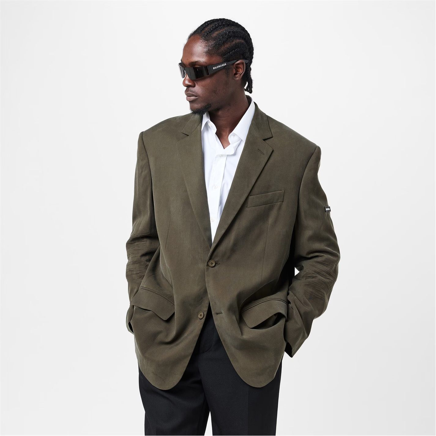 Balenciaga o1g2r1mq0226 Structured Tailored Blazer In Khaki Size US M / EU 48-50 / 2 - 3 Thumbnail