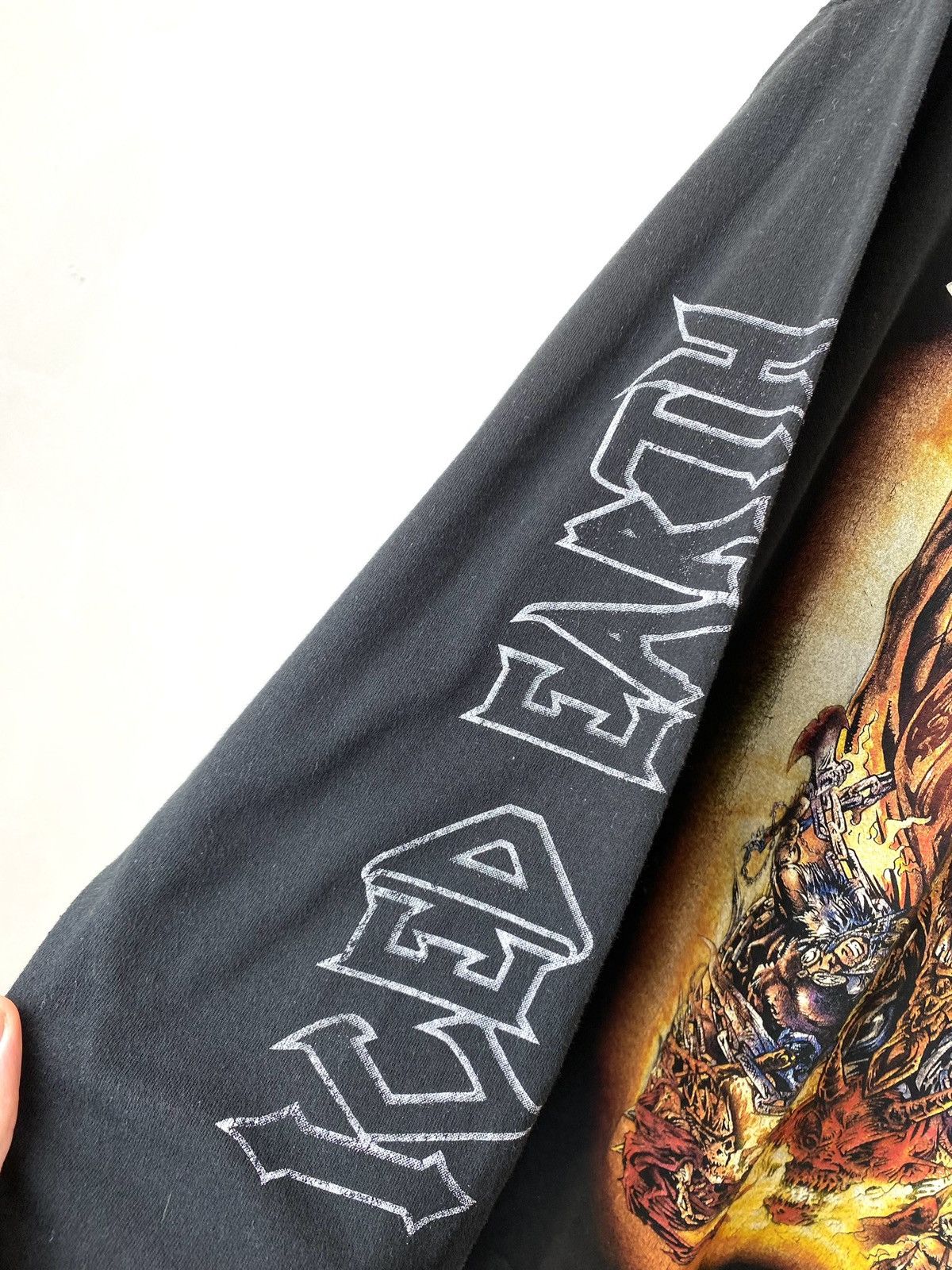 Band Tees 90s Rare! Vintage Iced Earth Dark Genesis Longsleeve T Shirt Size US XL / EU 56 / 4 - 3 Thumbnail