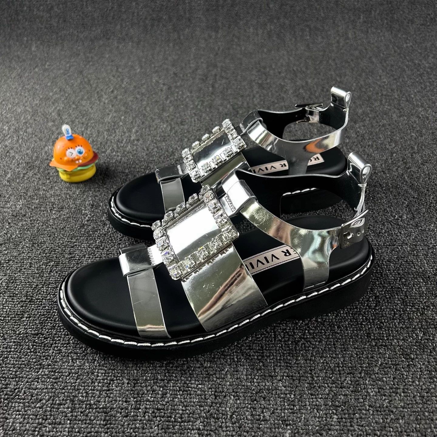 Roger Vivier Roger Vivier Silver Crystal Buckle Sandals 38 Size US 7 / IT 37 - 1 Thumbnail