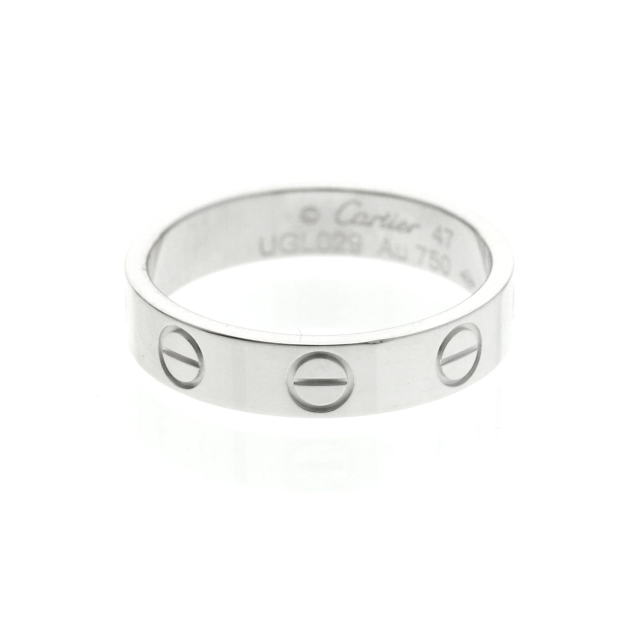Cartier Mini Love Ring White Gold (18K) Fashion No Stone Band Ring Silver, Women's