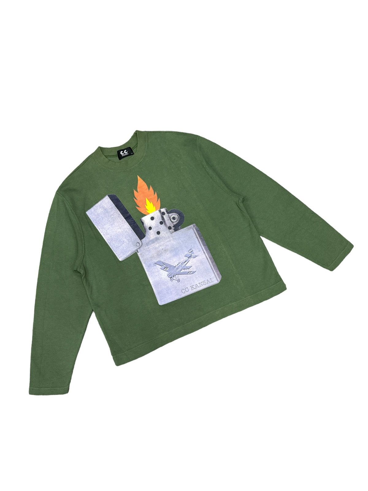 image of Kansai Yamamoto x Vintage Cc Kansai Lighter Motive Shirt in Green, Men's (Size Medium)
