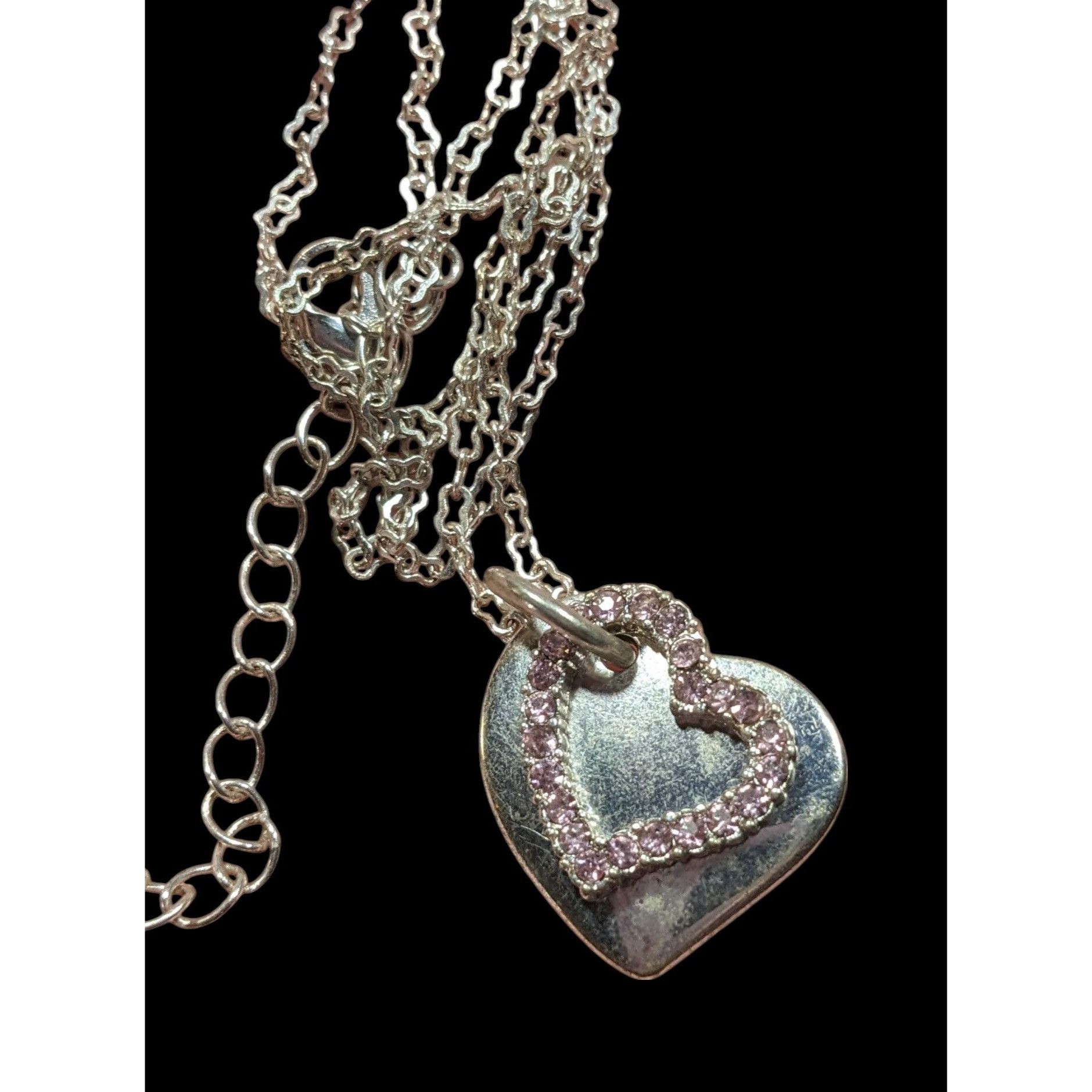 Other Coquette Pink And Silver Tone Heart Pendant Necklace Size ONE SIZE - 3 Thumbnail
