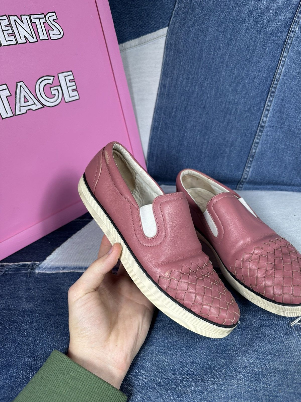 Bottega Veneta Bottega Veneta Intrecciato Slip-On Sneakers Pink Size US 8.5 / IT 38.5 - 9 Thumbnail