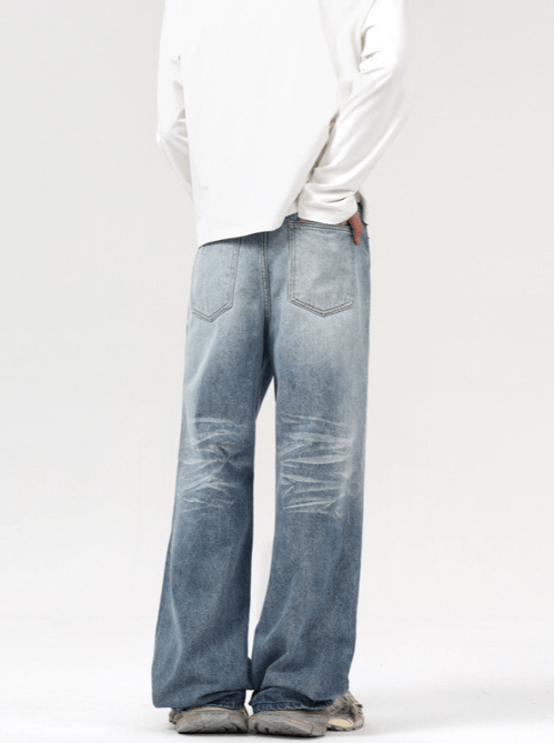 Japanese Brand Vintage washed wide-leg blue trendy loose bootcut jeans Size US 32 / EU 48 - 4 Thumbnail