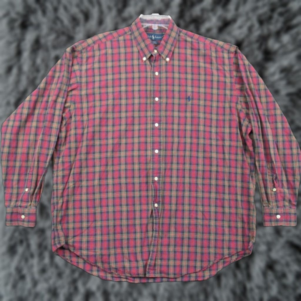 Ralph Lauren Ralph Lauren Blake Shirt XL Men Long Sleeve Button Down Plaid Red Pony Vintage Size US XL / EU 56 / 4 - 1 Thumbnail