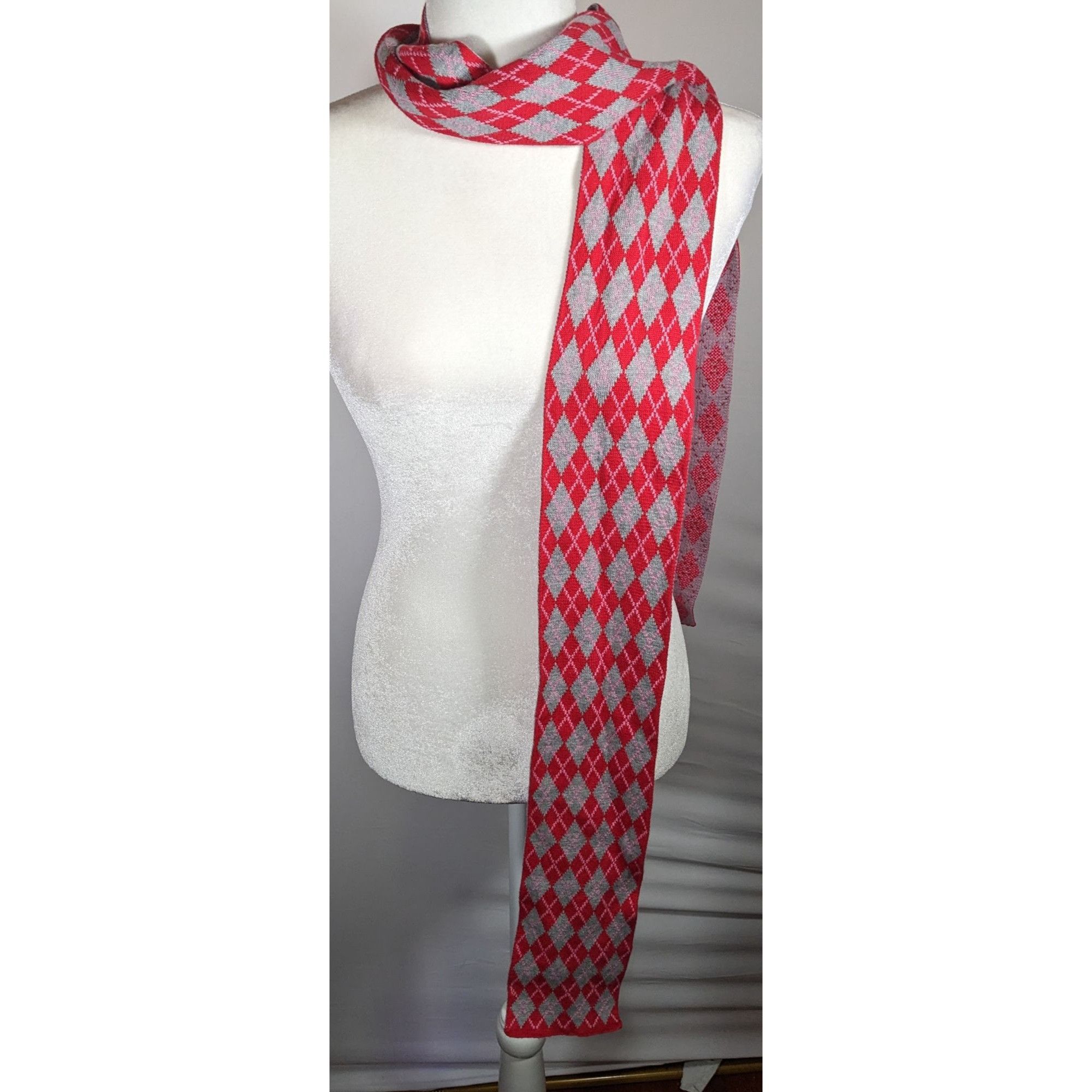 Other Avoca Nest Red And Grey Argyle Cotton Scarf Size ONE SIZE - 7 Thumbnail