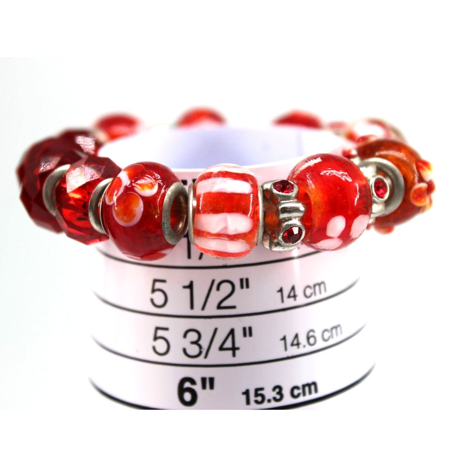 Other Child's Small Red Beaded Bracelet Silver Tone Glass Size ONE SIZE - 3 Thumbnail
