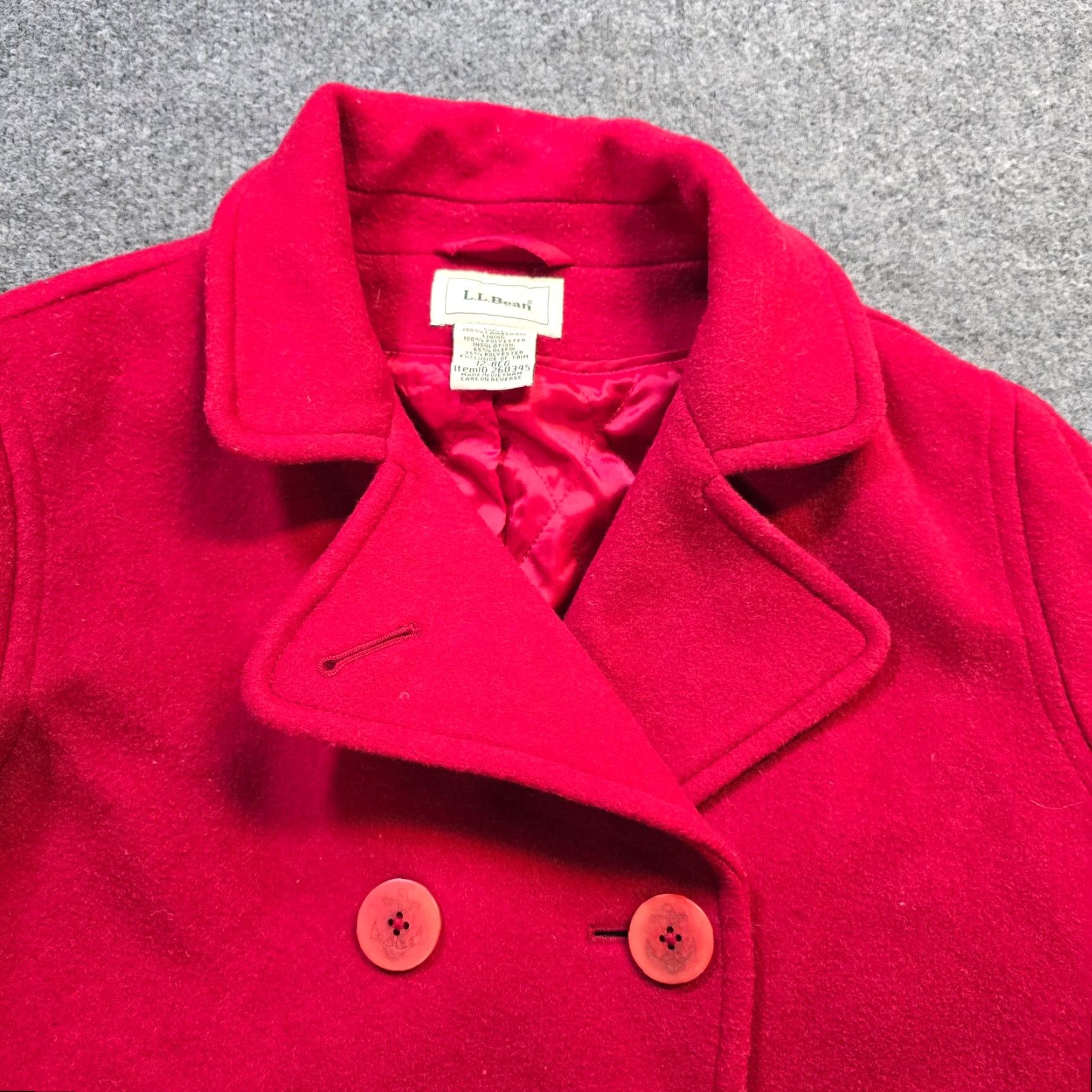 Vintage VINTAGE LL Bean Jacket Womens 12 Red Pea Coat Lambswool Button Heavy Classic Nautical Women Size XL / US 12-14 / IT 48-50 - 2 Thumbnail