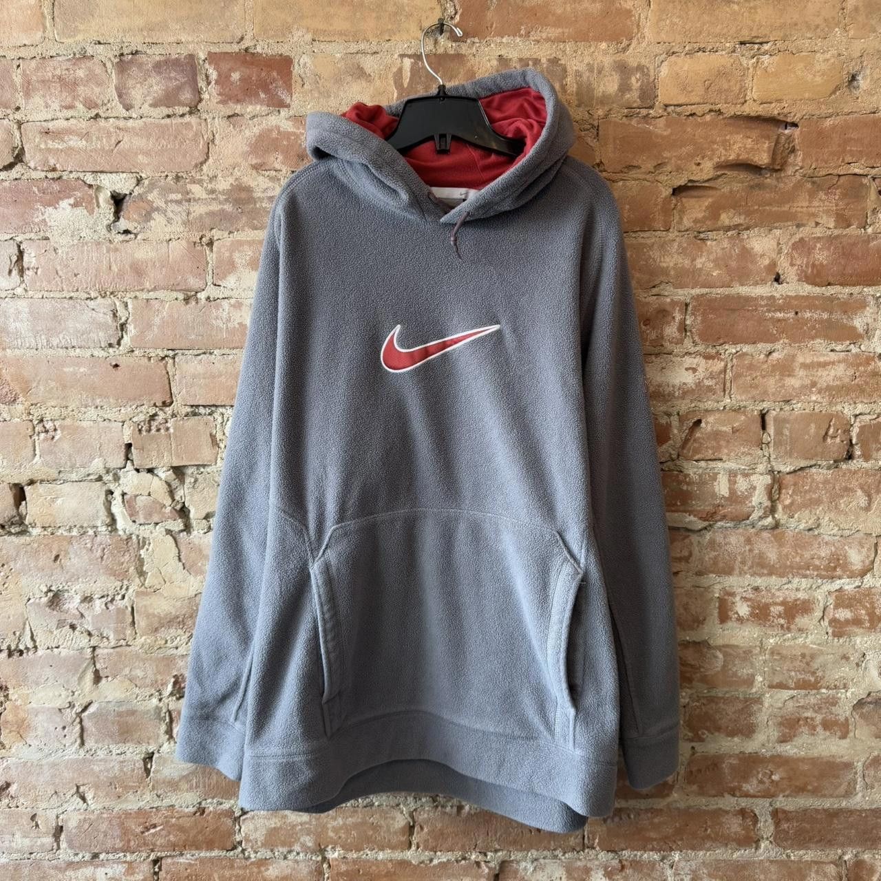 Nike Nike Men's Fleece Hoodie - Gray with Red Accents Size US L / EU 52-54 / 3 - 1 Thumbnail