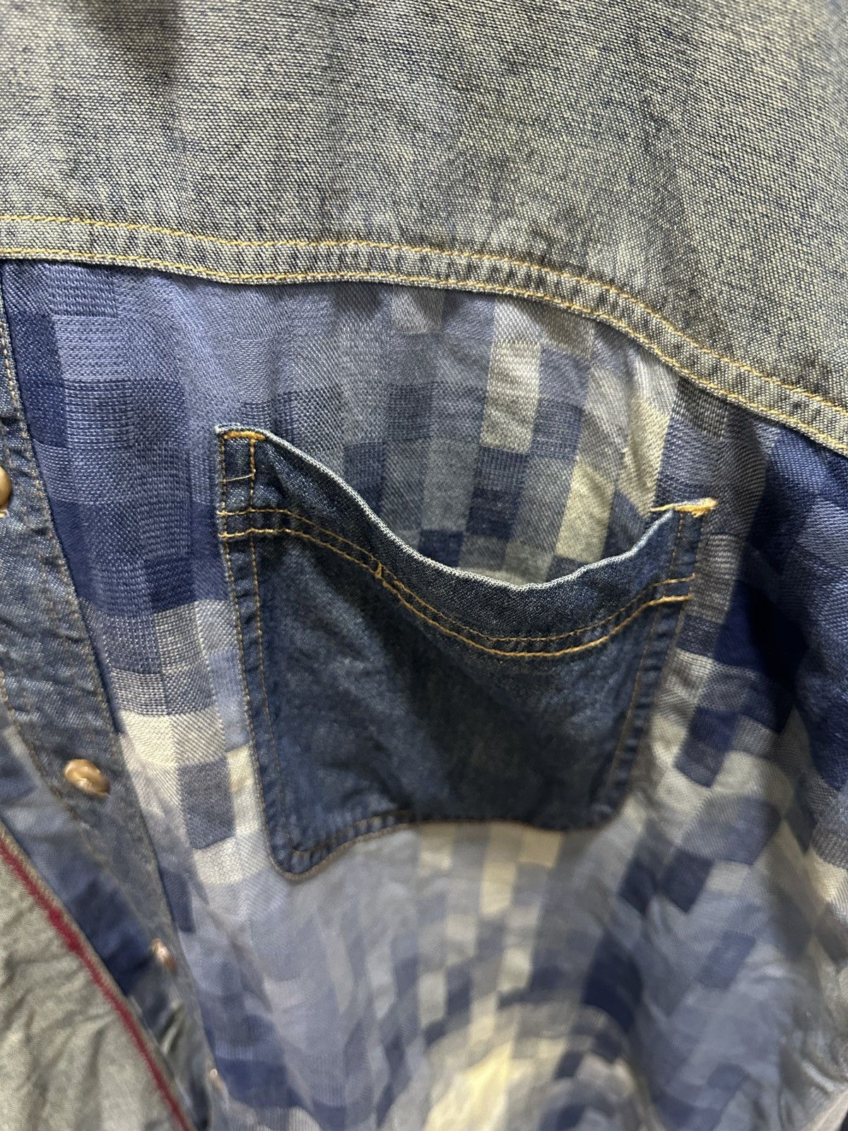 Japanese Brand Sentimental Boy Japan Patchwork Distressed Style Button Up Size US L / EU 52-54 / 3 - 7 Thumbnail