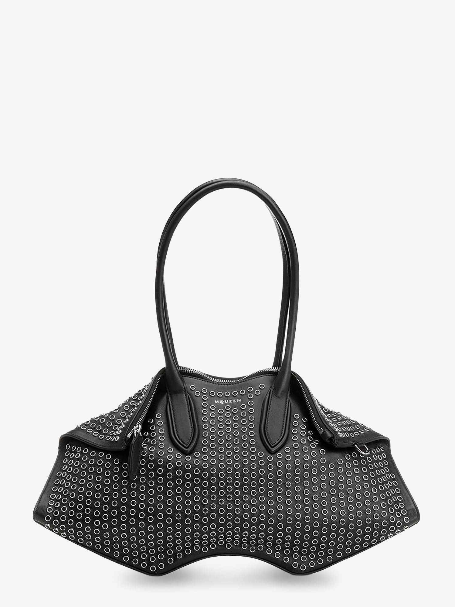 Alexander McQueen Manta Leather Shoulder Bag With All-Over Metal Details Size ONE SIZE - 1 Thumbnail