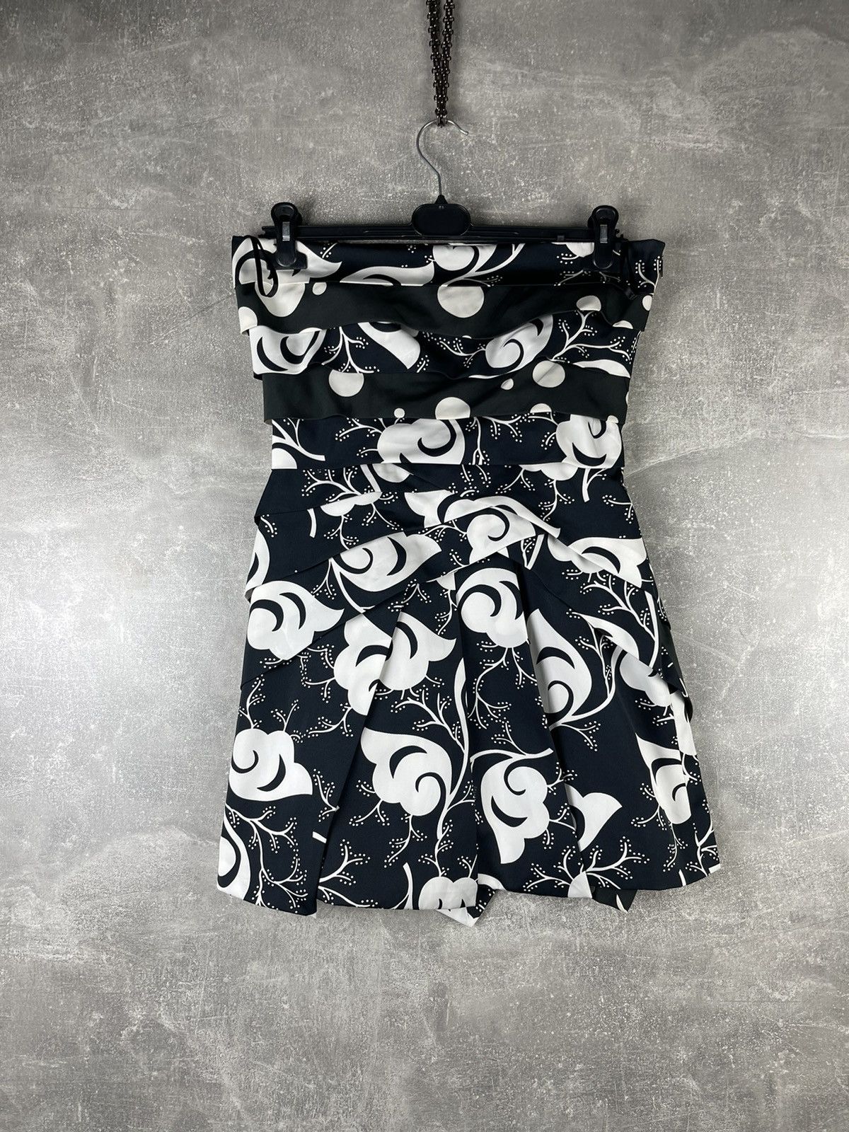 Versus Versace Versus Versace 2000s Black White Draped Floral Mini Dress Size M / US 6-8 / IT 42-44 - 1 Thumbnail